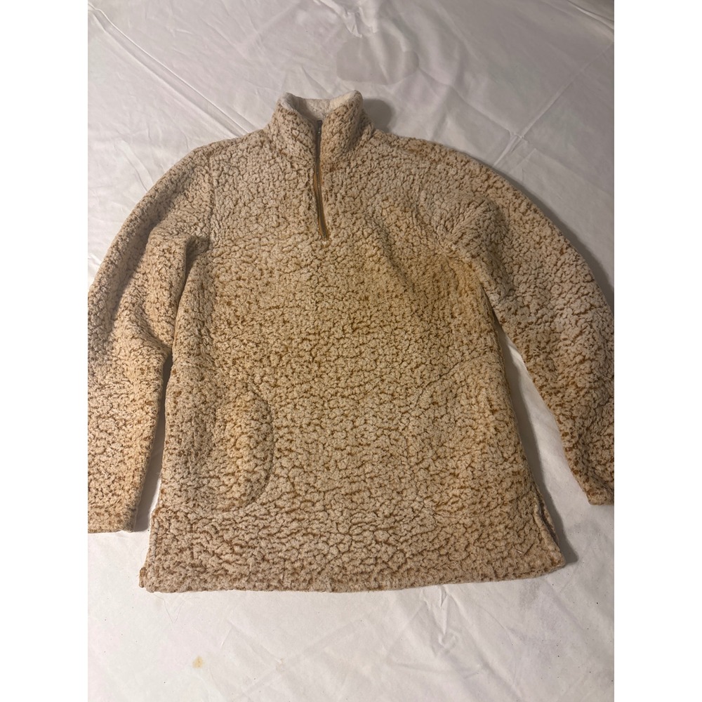 Love Tree Sherpa Fleece Pullover Women Small Tan  Quarter Zip Jacket